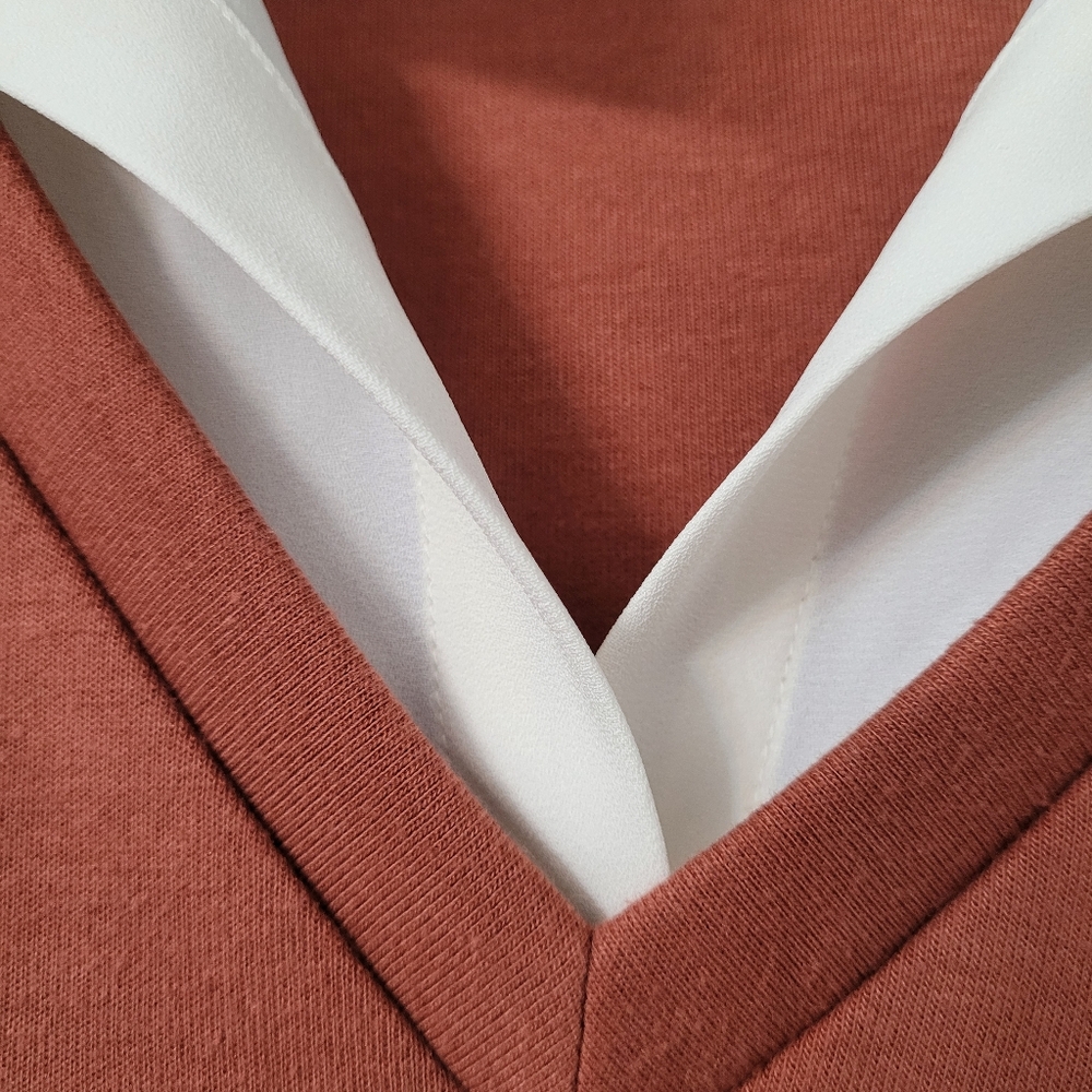 Ann Taylor Fall Rust Clay Layered Look Blouse . - image 3